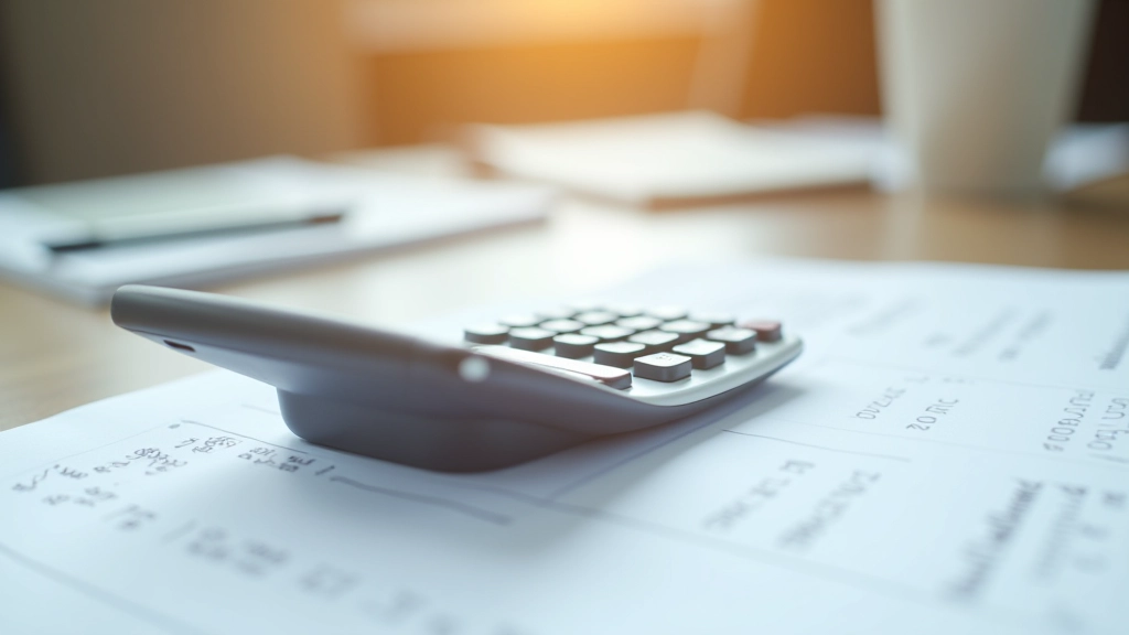 Taschenrechner und Notizbuch mit Steuerberechnungsformeln und Beispielzahlen